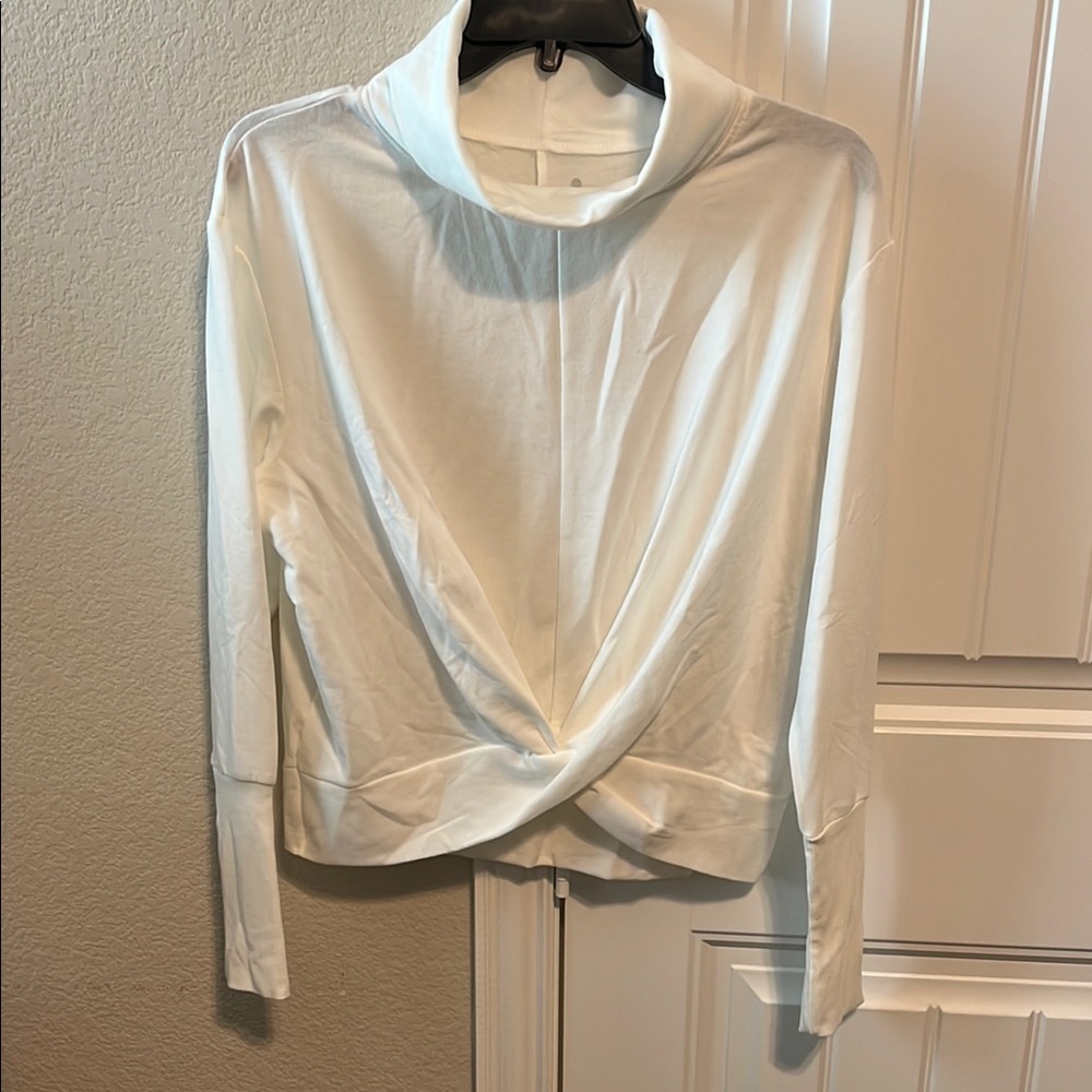 Apana White Cuffed Sleeve Wrap Blouse